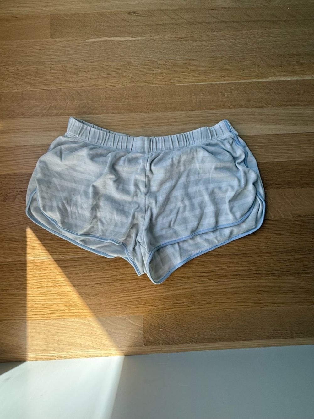 Aritzia Pale Blue Ribbed Lounge Shorts